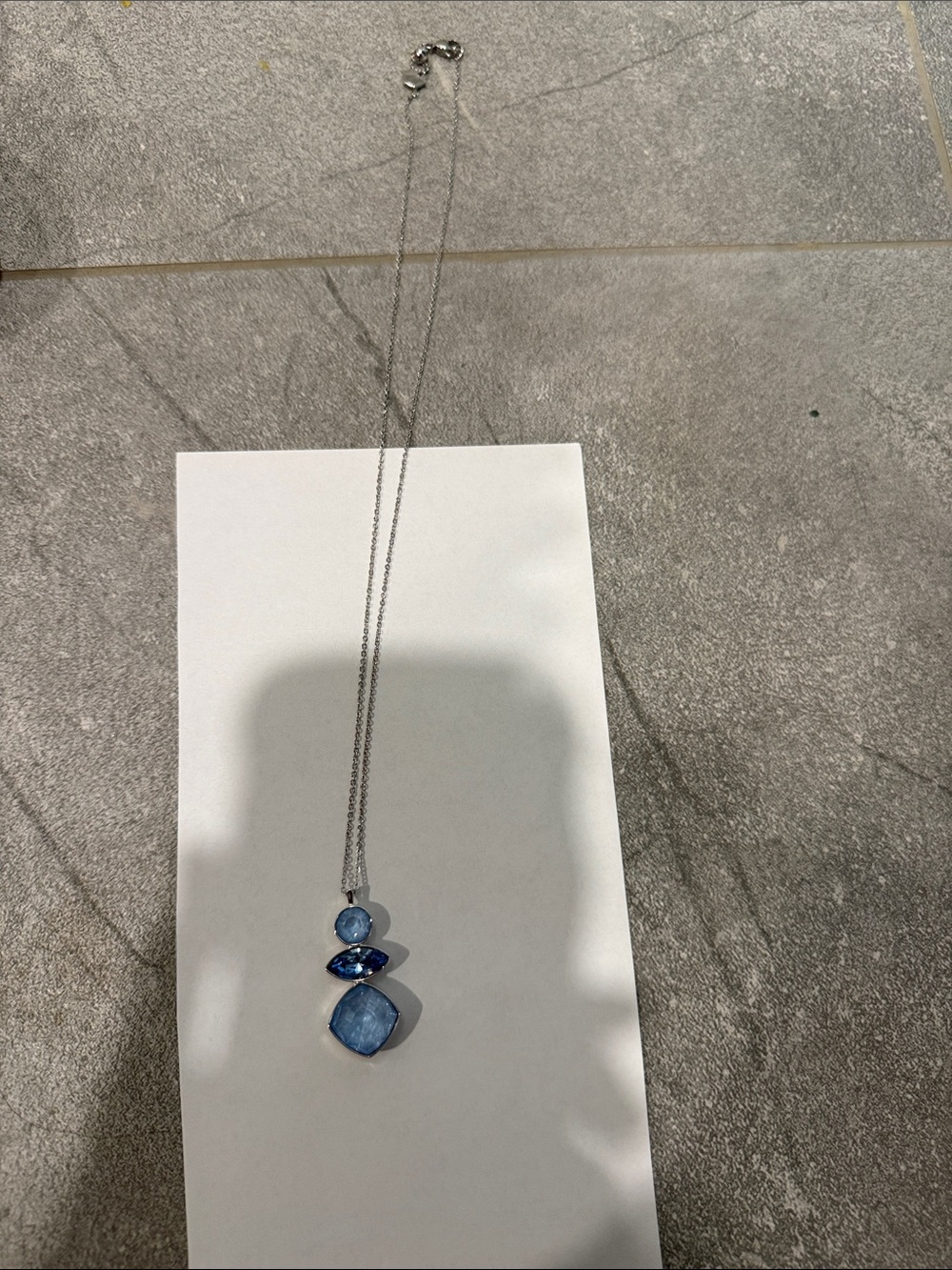 Touchstone Crystal Silver Necklace with Light and Deep Blue Gemstones